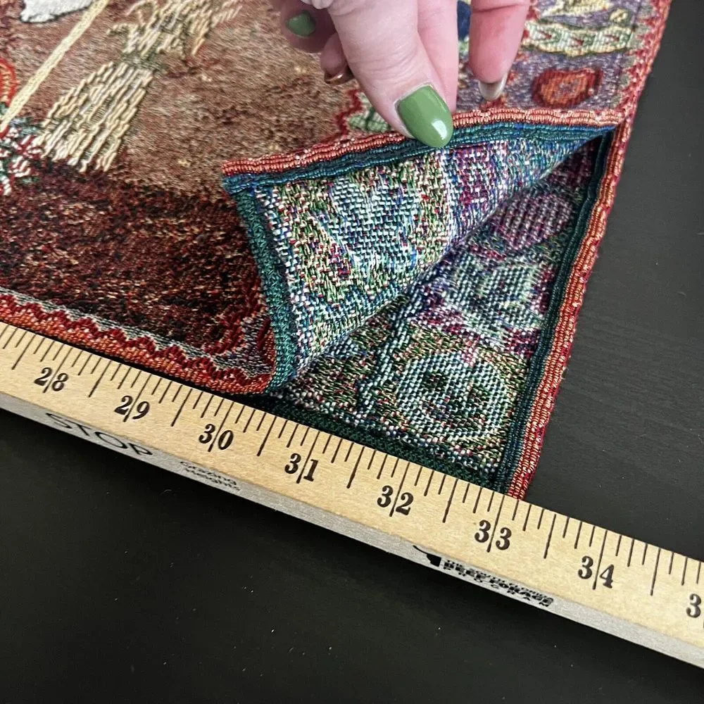 Vintage Tapestry Table Runner Autumn Fall Pumpkins Scarecrow Leaves‎ Cute 12x66